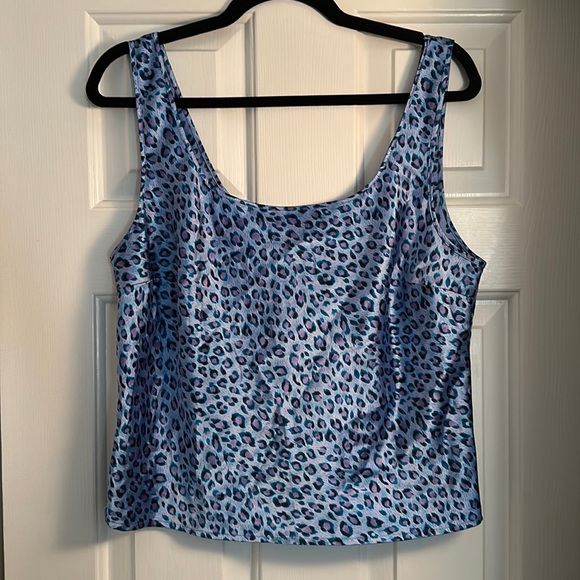 Victoria’s Secret blue and purple leopard print tank top 100% polyester large - Picture 1 of 4